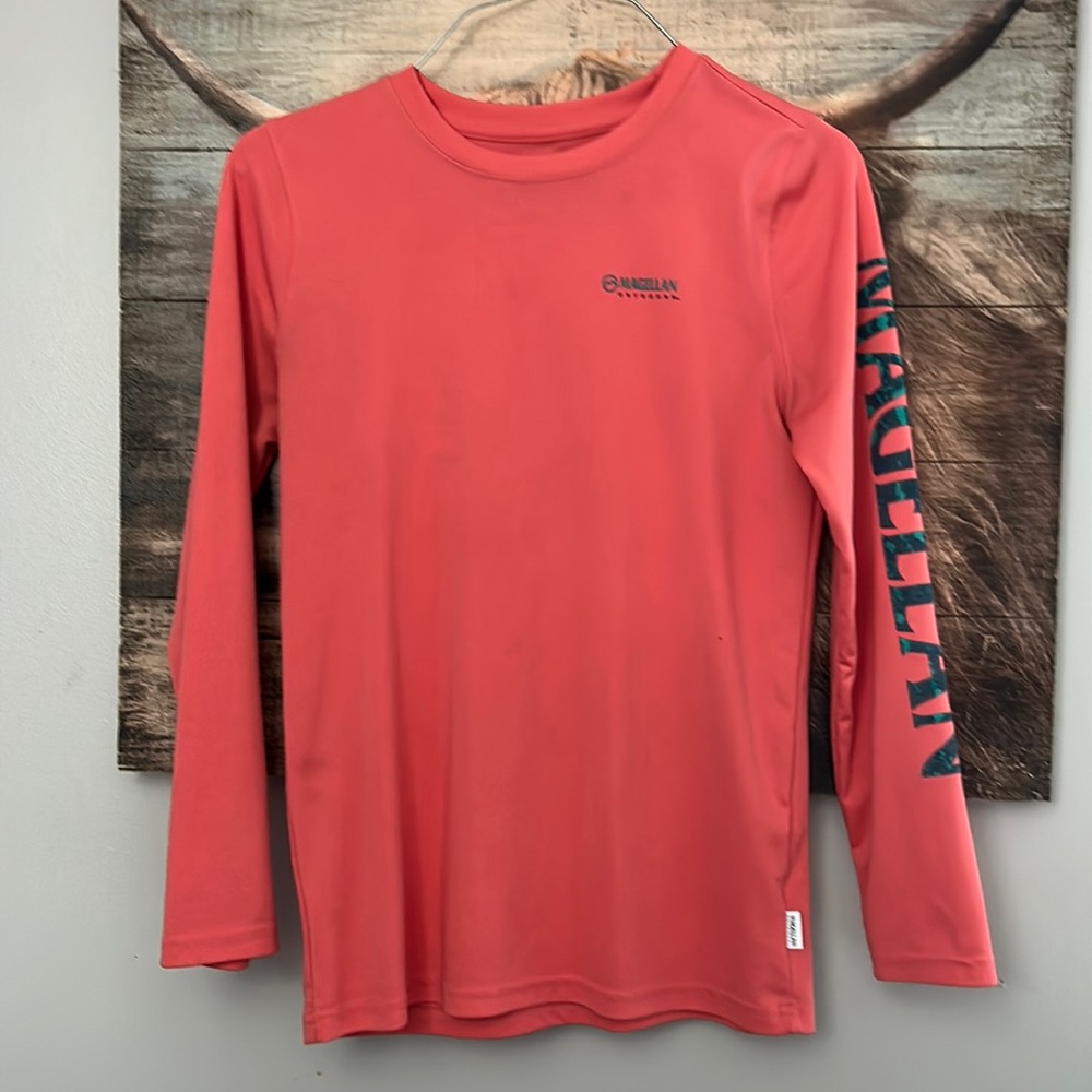 Pink Magellan kids medium fishing shirt